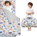 Lasoftan Toddler Nap Mat with Pillow and Blanket, Extra Large Rolled Napping Mats,Slumber Bags for Boys Girls,Kids Sleeping Bag for Daycare, Preschool Travel Camping (Truck)