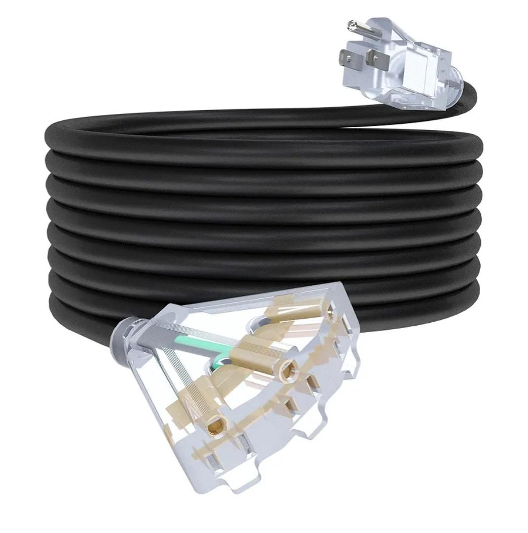 25Ft 12 Gauge Outdoor Extension Cord with 3-Outlets, Heavy Duty 12/3 Extension Cord with Lighted end, 15A 12AWG 1875W SJTW, ETL Listed - Great for Garage, Garden and Home, Black