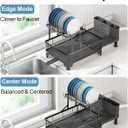 GSlife 2 Tier Dish Drying Rack with Drainboard, Expandable Large Dish Drainer for Kitchen Counter, Rust Resistant Dish Drainer with Cup Holder & Utensil Holder, 12.6" W x 18.7"-25.2" L, Black