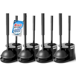 FORASTO 4Pack 2 in 1 Toilet Brush and Plunger Set, Extended Handle Plunger,Toilet Bowl Brush Plunger Set,Bathroom Cleaning Tools,Toilet Brush Plunger Combo,Cleaning Supplies, Cleaning Brush