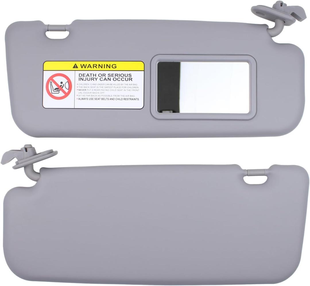 2Pcs Gray Driver and Passenger Side Sun Visor for Hyundai Accent 2011-2015