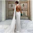 Women Satin One Shoulder Maxi Dress with Long Scarf Y2k Backless Long Prom Formal Evening Dresses (White, S)