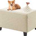 MAXIJIN Stretch Ottoman Cover Rectangular Ottoman Slipcovers for Footstool with Elastic Band Square Folding Storage Stool Furniture Protector Removable Washable (Large, Beige)