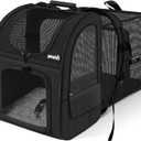 Pecute Cat Carrier Backpacks, Expandable Cat Backpack with Breathable Mesh, Pet Carrier Backpack for Cats Small Dogs Puppies Up to 18 Lbs, Dog Carrier Backpack Great for Travel Hiking Camping Outdoor (Black)