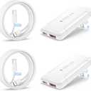 2 Pack Flat USB C Wall Charger,50W 2-Port Slim USB C Fast Charger Block,Foldable & Low Profile Type C Power Adapter with Type C Cables for iPhone 17/16/15/14/13/12 Pro Max,iPad,Galaxy,Steam Deck