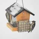 Cedar 3 Quart Hopper Bird Feeder with Suet, 10 X 25.5 X 18