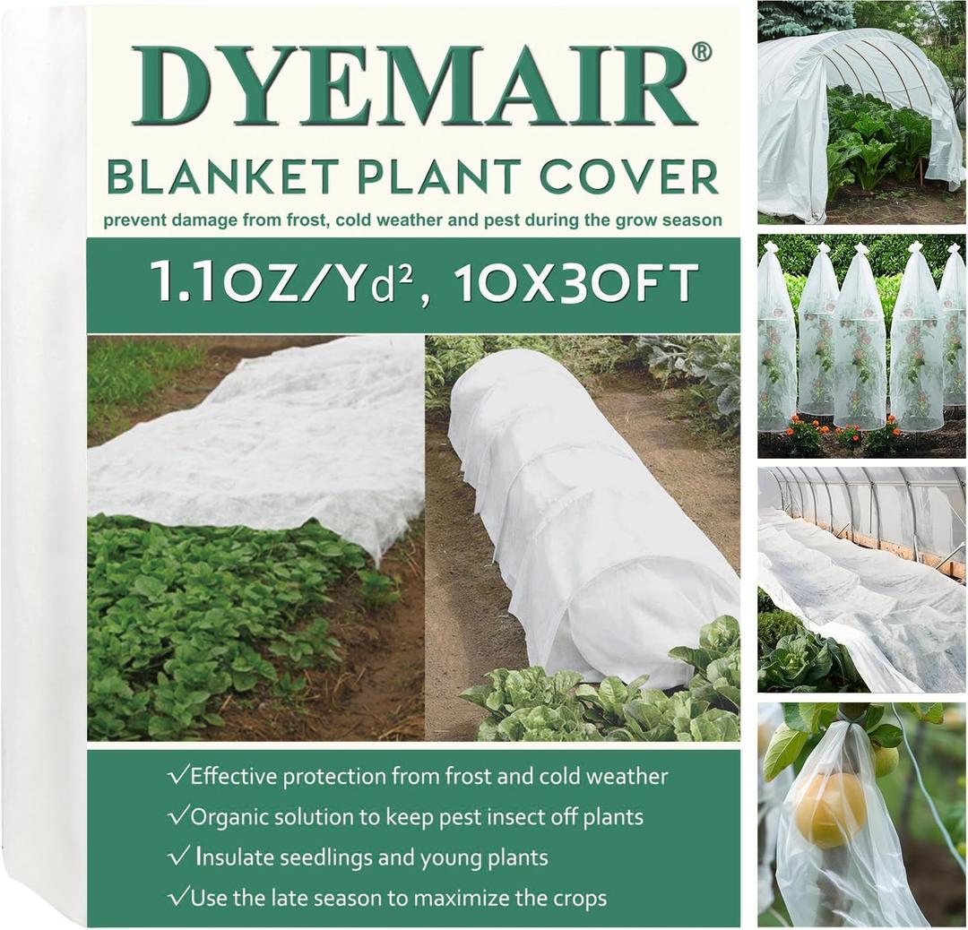 Plant Covers Freeze Protection, 10Ft x 30Ft Frost Cloth Floating Row Covers, 1.1oz/yd Frost Cover Plants Blanket for Winter, Garden Fabric Plant Cover for Vegetables, Pest, Sun Protection