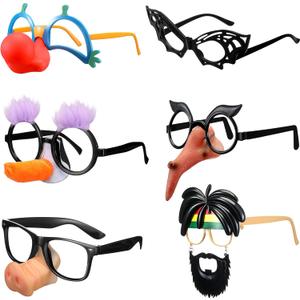 Sumind 6 Pairs Funny Glasses for Adults Disguise Sunglasses Novelty Glasses for Photo Booth Props Christmas Costume Party Favors