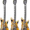 Gold Rock-n-Roll Inflatable Guitar (40 Inches) Vinyl. Perfect Party Favor, DJ Dance 80s Rocker (Gold Color (3 Pack)),