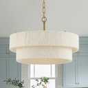 20Hand Woven Rattan Chandelier Boho Pendant Light Adjustable Coastal Pendant Light for Kitchen Island Dining Living Room, White, UL Listed