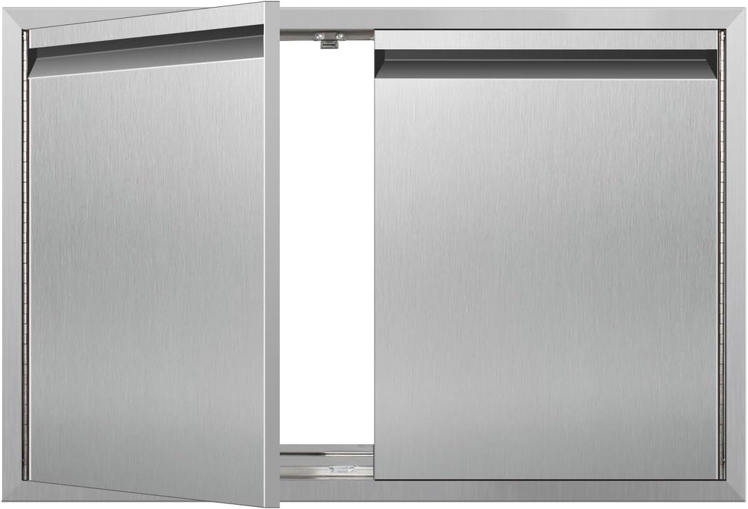 Outdoor Kitchen Doors 36W x 24H Inch Access Door with Hidden Handles Double Stainless Steel Access Cabinet Door, Flush Mount for Grilling Station& Outdoor Kitchens BBQ Island
