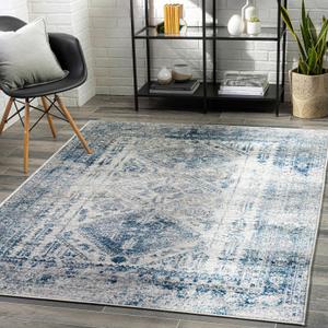 Livabliss Desta Vintage Oriental Area Rug, 3'11" x 5'7",Blue/White