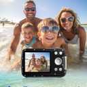 Underwater Camera 4K 48MP Autofocus Selfie Dual Screen Waterproof Camera with Floating Strap and 32GB Card, 17FT Compact Waterproof Digital Camera, Fill Light Underwater Camera for Snorkeling