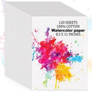 120 Sheets 100% Cotton Watercolor Paper Bulk, 8.5" x 11" 140lb/300 GSM Cold Press Water Color Paper White Paint Paper Suitable for Adult Watercolor Drawing