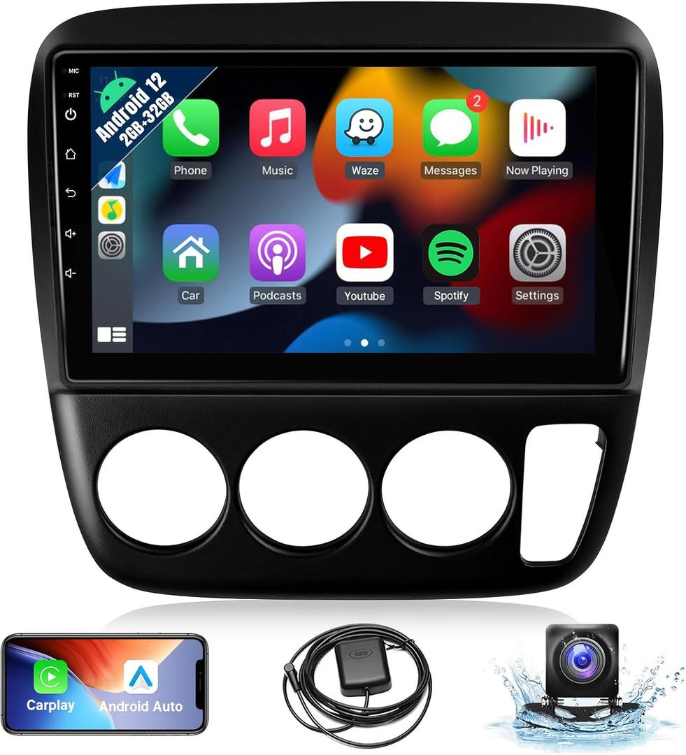 Naifay Android Car Radio for Honda CRV 1997 1998 1999 2000 2001 with Wireless CarPlay Android Auto, 2+32G 9 Inch Touch Screen for CRV Car Stereo Bluetooth GPS WiFi SWC FM Backup Camera (Manual A/C)