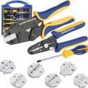 haisstronica Crimping Tool Set - 6PCS Crimping Die for Heat Shrink,Insulated Nylon,Non-Insulated,Ferrule Wire End,Open Barrel Terminals,Solar Connectors - with Wire Stripper Tool and Screwdriver