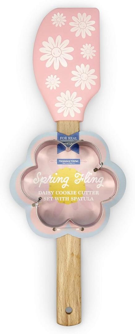 Handstand Kitchen Spring Fling Spatula and Daisy Shaped Cookie Cutter Set