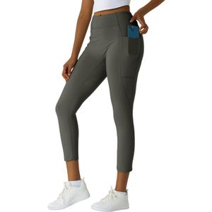 Women's High Waisted Moisture - Wicking Yoga Leggings with Pockets, Reflective Stripes & Shirt Loop for Active Lifestyle (Gray, M)