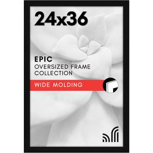 Americanflat 24x36 Poster Frame with Polished Plexiglass - Black Picture Frame - Wide Photo Frames Made of Engineered Wood for Vertical or Horizontal Wall Display - Epic Collection - Black
