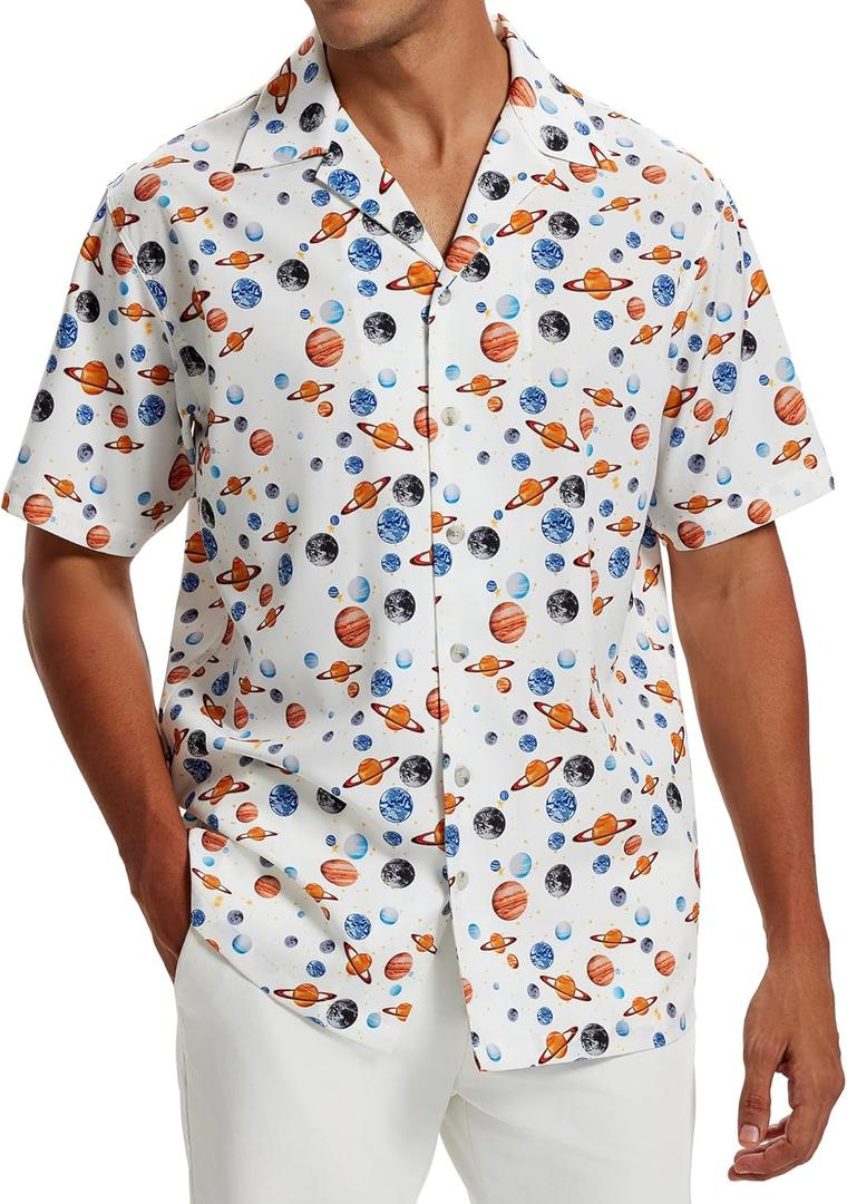 Vytroon Men's Hawaiian Shirts Wrinkle Free Short Sleeve Button Down Tropical Beach Vacation Shirt (XXXL)