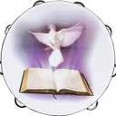 Tambourine 10 inch Dove Bible Double Row Jingle Tambourine for Adults,Handbell Clap Drum Tambourines for Pray Church Party Musical Instrument (10 inch Dove)