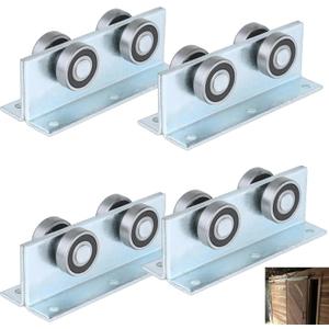 BiJun 4 Wheel Trolley Assembly Roller Strut Channel Trolley Heavy Duty Barn or Shed Sliding Doors for Use with 1-5/8" Wide and All1-5/8 Taller Strut Channel (Silver 4 Packs)