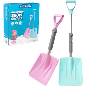 Kids Snow Shovel Extendable Sand Shovels for Beach Portable Snow Removal Emergency Tools with Telescopic Handle Foam Grip for Car Driveway