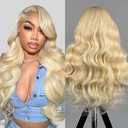 ZLFRJMV 16 Inch 613 Lace Front Human Hair Wig Blonde Body Wave Wig Human Hair 180 Density 13X4 HD Lace Front Wigs Human Hair Pre Plucked Lace Frontal Wigs for Women