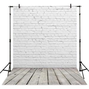 Allenjoy 6x8FT Fabric White Brick Wall Grey Wood Floor Photo Backdrop for Photography Portrait Background Newborn Baby Photoshoot Children Under 3 Years Old Photo Background Photographer Props
