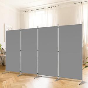4 Panel Room Divider, 6 Ft Tall Folding Privacy Screen Room Dividers, Freestanding Room Partition Wall Dividers, 136''W x 20''D x 71''H, Grey