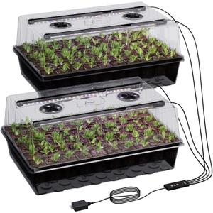 Patigrow 120-Cell Self-Watering Seed Starter Tray with Grow Light, Seed Starter Kit with 4.07 Humidity Dome, Indoor Seedling Starter Tray, Seed Starting Trays for Plant Germination, Seeds Growing