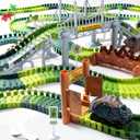 268 PCS Race Tracks Dinosaur Toys for Kids 3-5, Glow in The Dark Magic Toy Set, 2 Dinosaur Cars Track, Flexible DIY Track Set, Birthday Gift for Age 3-9 Boys Toddler Girls