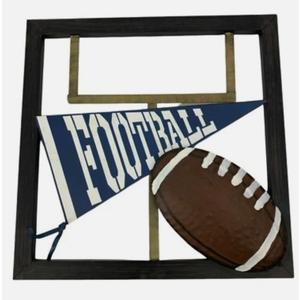 Metal US Football Wall Decor Sculpture 16" square Goal Post 0714