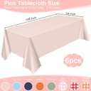 6 Pack Plastic Light Pink Tablecloth, 54 X 108Inch Party Table Covers Pink Scalloped Table Cloths for Rectangle Tables Disposable Tables Cover for Picnic Baby Shower Tea Party Wedding Bridal