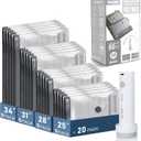 20 Pack Travel Vacuum Storage Bags with Rechargeable Electric Pump, Compression Packing Seal Bag for Luggage, 5 Small + 5 Medium + 5 Large + 5 Jumbo Space Saver Bags for Clothing Travel (20 Pack In 4 Sizes)