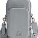 Coach Men's Phone Crossbody Bag in Crossgrain Leather (Grey, Blue)