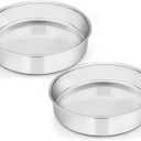 E-far 9 Inch Cake Pan Set of 2, Stainless Steel Round Cake Baking Pans, Non-Toxic & Healthy, Mirror Finish & Dishwasher Safe