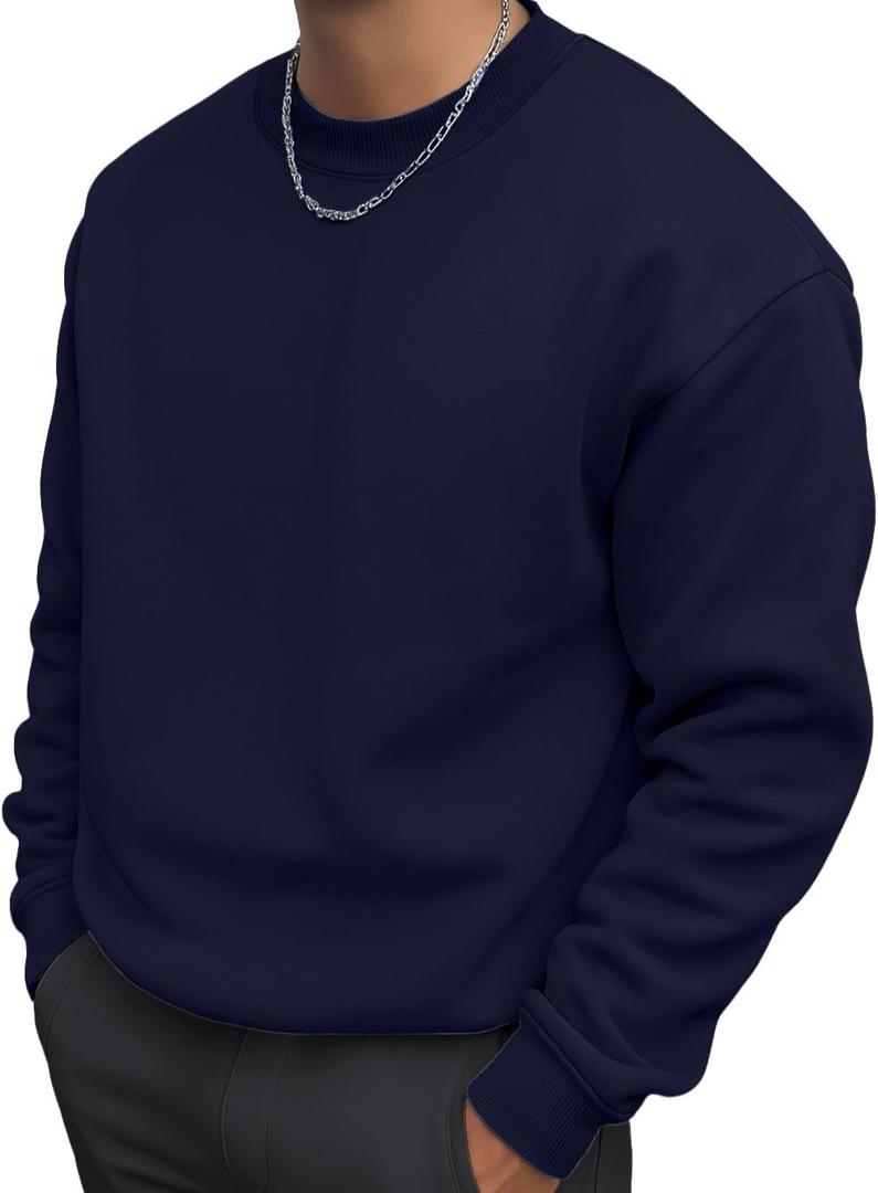 Sailwind Men's Crewneck Casual Sweatshirt Long Sleeve Fashion Cotton Pullovers (X-Large, Blue)