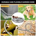 Metal Garden Hose 100 ft, Stainless Steel Water Hose 100ft with 10 Function Nozzle & 3/4 Copper Fitting, Heavy Duty & Flexible, Kink Free & Lightweight for Yard, Outdoor, Lawn, Patio & Car