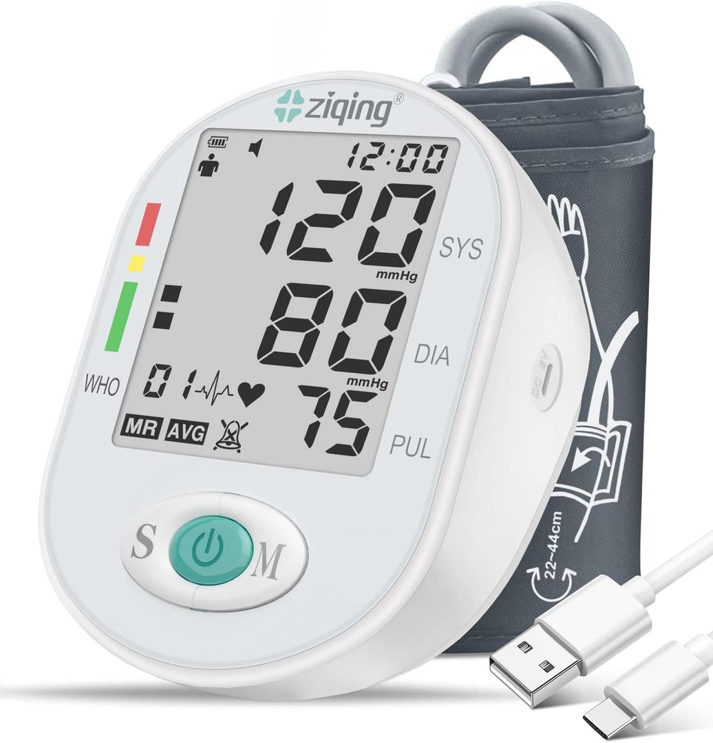 Blood Pressure Monitors, Bp Monitor - Blood Pressure Machine Large Cuff Upper Arm Cuff 8.7''-17.3'', Large Screen, 2 Users Total 198 Memories, White