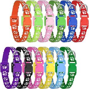 Chenkaiyang 7 Pack Puppy Collars for Litter, Adjustable Puppy ID Collars Soft Nylon Whelping Collars for Newborn Litter Pets