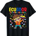 Hispanic Heritage Month Ecuador Flag Ecuadorian Boy Kids T-Shirt (Small, Black)