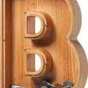 Piggy Bank for Kids Boys Girls, Large Personalized Wooden Letter Piggy Bank with Cut-Out Design, Alphabet Letter Coin Banks, Money Savings Box, Wooden Bank for Kids Creative Gifts for Real-Money(B)