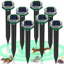 Mole Repellent Solar Powered,8 Pack Gopher Repellent Ultrasonic Mole Stakes Spike Deterrent for Yard,Solar Rodent Repeller Outdoor for Vole Groundhog Snake Burrowing Animals for Lawns Gardens Farms