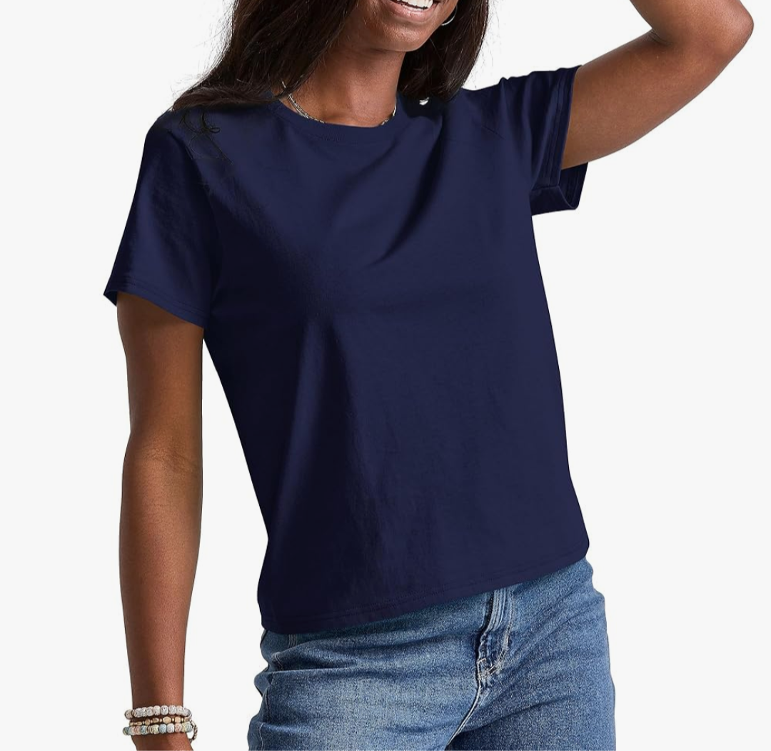 Hanes Essentials, Cotton Crewneck Tee, Classic Fit T-Shirt for Women, XL