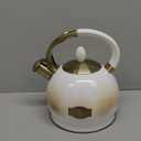 SUSTEAS Stove Top Whistling Tea Kettle - Food Grade Stainless Steel Teakettle Teapot with Cool Touch Ergonomic Handle, With 1 Silicone Pinch Mitt Included, 2.64 Quart(WHITE)