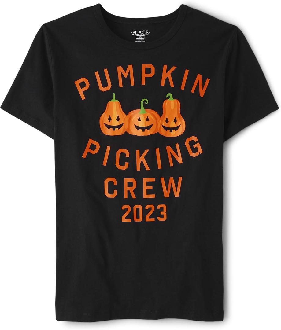 The Children's Place Men's All Holidays Adult Short Sleeve Graphic T-Shirts (Medium, Pumpkin Picking)