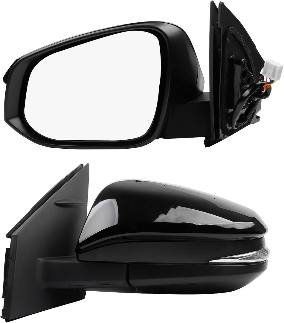 Dasbecan Left Driver Side Door Mirror Assembly Compatible with Toyota RAV4 2013 2014 2015 Power Glass Heated with Turn Signal Light Replaces TO1320310 87940-0R090 Black (7 Pins)