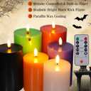 6 Pcs Flameless Candles LED Flameless Pillar Candles Real Wax LED Fake Candle with Remote and Timer Flickering H 4" 5" 6" for Helloween Wedding Christmas Home Party(Colourful)