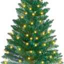 3FT Artificial Christmas Tree with Lights Lighted Green Tabletop Christmas Tree with Plastic Stand Light Up Battery Operated Xmas Pine Tree for Party Supplies Holiday Home Decoration